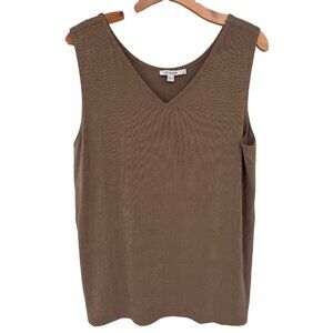 Chicos 3 Brown Sleeveless V-Neck Tank Top Size XL knit polyester